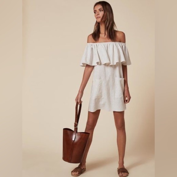 Reformation off the Shoulder Dress linen Tennessee beach boho revolve relaxed s - Picture 1 of 8